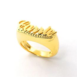 Anéis retro 925 prata esterlina nome anel selo plano carta personalizada coração zircão dois anéis de dedo personalizar presentes homem mulher jóias