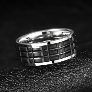 Ringen Ringen Voor Mannen 8mm Originele Mannelijke Klassiekers Zwarte Keramiek Rooster Engagement Gift Sieraden, Graveren, gratis Verzending