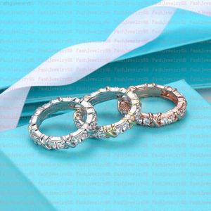 Ringen Rose Gold Band Diamond Split Colored Stainless Steel Wedding Designer Couple Jewelry Love Ring Women Gift Engagement with Box