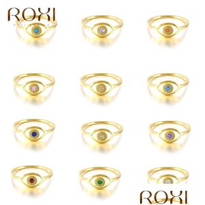 Rings Roxi Colorf Zirkon Eyes Gold S For Women Girl Vintage 925 Sterling Sier Bague Sieraden vingerring Anillos Dr Dhgarden Dhvsy