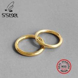 Ringen S'steel Real Sterling Sier Ringen voor Vrouwen S Ronde Gouden Ring Bague Argent Massif Pour Femme Accessoires Mode Sieraden