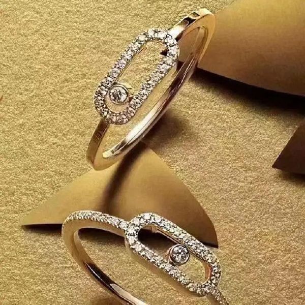 Anneaux S925 Sterling Argent Français Bijoux De Luxe Mode Bague Femme Brillant Coupe Mobile Diamant MOVE UNO Série Cadeau De Fiançailles