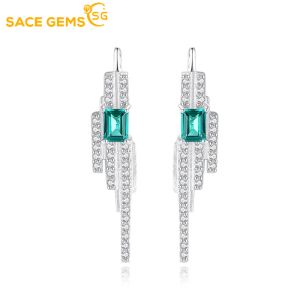 Anneaux Sace Gems Elegant 3 * 4 mm Luxury Emerald Stud Orees Top Quality Real 925 STERLING MEDAY PARY PARTY BRID