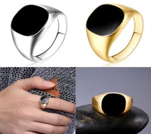 Ringen Verkoop van klassieke mannen vingerring 18K GOUD GOLD Mode sieraden Zwarte email Ring 8 J25610178