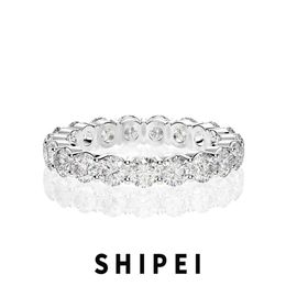 Anneaux SHIPEI solide 925 en argent Sterling 3MM saphir blanc pierres précieuses bijoux fins bande de mariage bague de mode pour les femmes cadeaux en gros