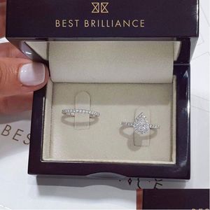 Rings Simple Water Drop Zirkon verlovingsring Set voor vrouwen met micro Pave schattige peervormige vrouwelijke band sieraden geschenken levering otfuk