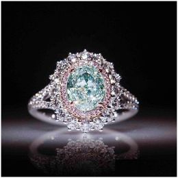 Rings maat 610 Betrokkenheid voor vrouwen Topaz kleur groene edelsteen cz diamant bruidsring cadeau drop levering sieraden dhgarden dhz7y