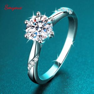 Ringen Smyoue D Kleur 13 Karaat Solitaire Moissanite Verlovingsring voor Vrouwen Sprankelende Lab Grown Diamond Band Ring 925 Zilveren Sieraden