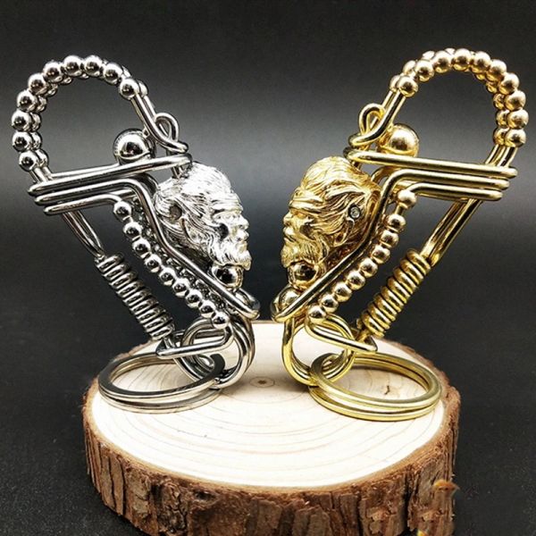 Anillos Handiclaza de acero inoxidable Clave de llave de llave de llaves Monkey 3 Carretera de cuentas de seda Menigratamiento Men Men Tinket de regalo