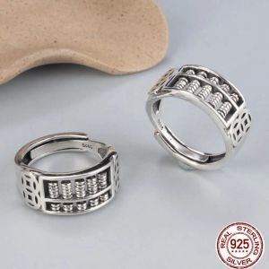 Ringen Sterling Silver Abacus kan ring maken Vrouw 925 zilveren munten koperen munten retro mode wijs wijs ringen mannelijke paar sieraden