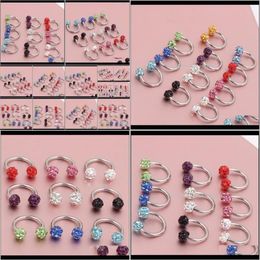 Anneaux Goujons Drop Livraison 2021 Fer à Cheval Nez Corps Bijoux Multi Couleurs Titane Piercing 50Pcs Lot Aprmd2327