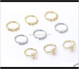 Anillos Studs Joyería del cuerpo humano Perforación de hueso Juego de uñas Color Prerving Galvanizado Flor de ciruelo Anillo de nariz de circón K2X0S Xyhwj8069408