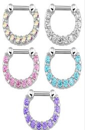 Anneaux Studs Jewelry30pcs Rigiane Crystal Cilals Unisexe Steel CZ Septum Clictum Nose Ring Piercing Body Bijoux Drop Livraison 201477357