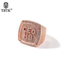 Anneaux Tbtk personnalisé Mini lettres initiales anneau entièrement glacé zircon cubique nom personnalisé anneaux de fête Hiphop bijoux pour hommes