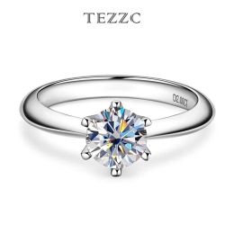 Ringen Tezzc 15CT VVS1 Moissanite Ringen voor Vrouwen Engagement Wedding Promise Solitaire Band GRA Gecertificeerd S925 Sterling Zilveren Ring