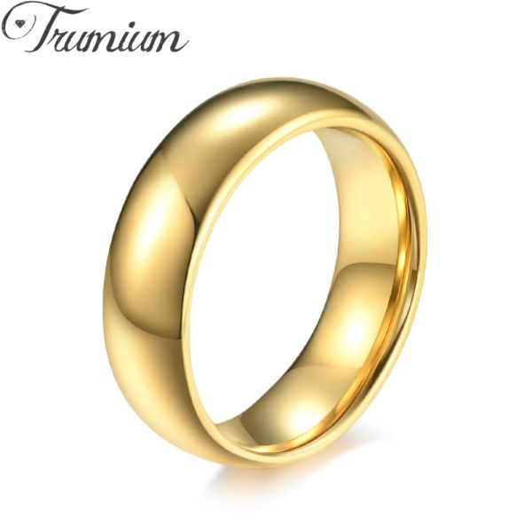 Anneaux Trumium 4/6 / 8 mm 18 km en or simple tungstène en acier tungstène or anneau de fiançailles de mariage de mariage
