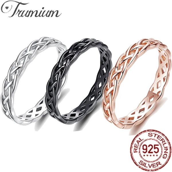 Anneaux Trumium 4 mm S925 STERLING SILPE CELTIC KNOT ETERNITY RINGS POUR FEMMES SIMPLE ANGAGNE SIMPLE ANGAGE CALD MUDED