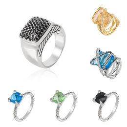 Ringen Gedraaide Tweekleurige Kruisring Damesmode Geplatineerd Zwart Thais Zilver Sieraden