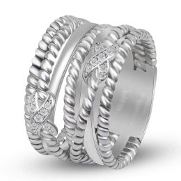 Rings Two x Design Stack Ring For Women Men White Gold Compated Brass Twisted Ring Sieraden