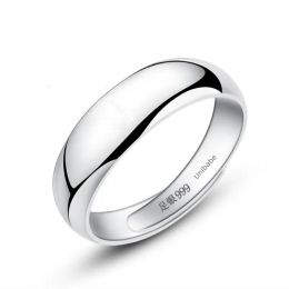 Rings unibabe 100% reële 999 pure zilveren sieraden eenvoudige open ring voor vrouwen mannen ring mode gratis maat heldere ringen geschenken