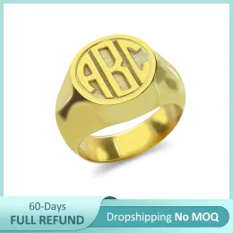 Rings uonney dropshipping aangepaste letters ringnaam cirkel ring zilver rosé goud kleurcadeau voor meisjes geliefde familiedag