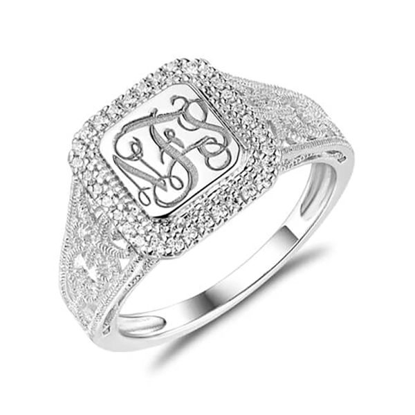 Anillos Uonney dropshippping monogram anillo personalizado circonio cúbico Mejor regalo de San Valentín