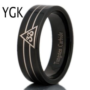 Anneaux Livraison gratuite USA UK Canada Russie Brésil Offres Spéciales 8MM Tuyau Noir 33ème Degré Maçonnique Nouvelle Bague De Mariage En Carbure De Tungstène Pour Hommes