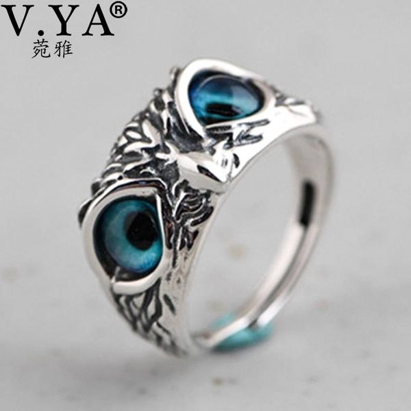 Anneaux V.YA 925 en argent Sterling Vintage mignon hommes et femmes conception Simple hibou bague Thai argent fiançailles bagues de mariage bijoux cadeaux