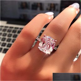 Anneaux Vecalon Fine Promise Ring 925 Sterling Sier Cushion Cut 7 mm Diamonds CZ Engagement Band For Women Jewelry Drop Livrot Dh76T