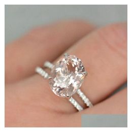 Ringen Vintage Vrouwelijke Kristal Ovale Holle Ring Klassieke Sier Kleur Engagement Sierlijke Champagne Zirkoon Voor Vrouwen Drop Levering Sieraden Dhpa7