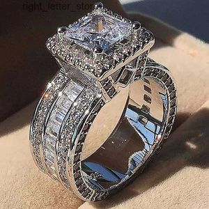 Anneaux Bague Vintage en argent princesse coupe pierre hommes bagues de fiançailles pour femmes bijoux cadeau 240229