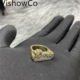 Anillos Vishowco 2021 Nuevo nombre personalizado Anillo Gold Personalidad de acero inoxidable Hip Hop Anillo Mujer Fashion Punk Ring for Women Gift