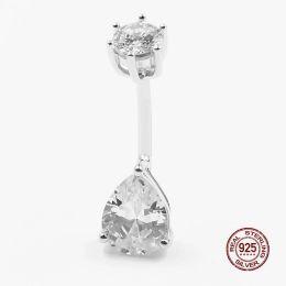 Ringen Water Drop Zirkoon Navel Piercing Ring 925 Sterling Zilveren Navelpiercing voor Vrouwen Lichaam Sieraden Zomer Navelpiercing