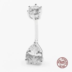 Anneaux Goutte d'eau Zircon nombril Piercing anneau 925 en argent Sterling nombril anneau pour femmes bijoux de corps été nombril Piercing