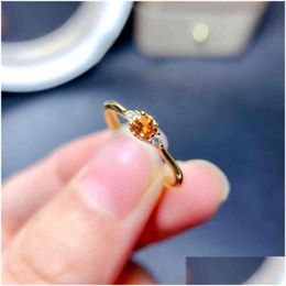 Rings Weaiiny Exquisite Natural 925 Sterling Sier Sier Style Ring Honey Citrine Lucky Crystal Drop Delivery Sieraden Dhgarden DHWKV