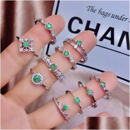 Rings Weaiiny Natural S925 Sier Exquisite Neogothic Delicate Ring Emerald Sieraden Drop levering Dhgarden Dh5hy