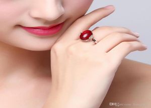 Bague de mariage solide Bridal China Rouge Cubic Zirconia Marque Big Stone Ring Gemstone Rings6637649