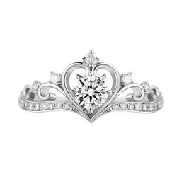 Anillos Anillo de corona de boda para niña Estética 1ct Moissanite Diamante Joyería italiana 925 Accesorio de dedo de plata con piedra Regalo femenino