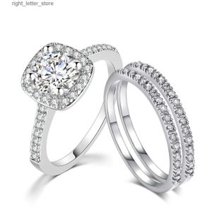 Anneaux Bagues de fiançailles de mariage ensemble pour femmes Couple carré couleur argent cubique Zircon Birde anneau éblouissant bijoux de mode SR531-M 240229