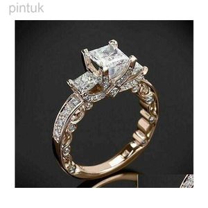 Ringen Trouwringen Victoria Wieck Vintage Sieraden Sterling Sier Rose Gold Fill Princess White Topaz Diamond ldd240311