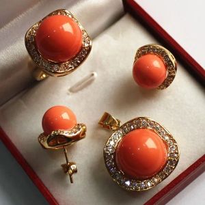 Anneaux en gros de bijoux nobles GP + 1214 mm en coquille orange perle, anneau, boucle d'oreille de pote de pendentif