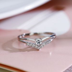 Ringen Dames Glaring 925 Sterling Zilver Multi-Boor Diamanten Ring Bruiloft Engagement Courtship Sieraden