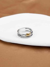 Ringen Dames Trendy X Mode-sieraden Ontwerper Ring Voor Mannen Dames Liefde Dubbellaags Gevlochten Paar Verjaardagsfeestje Cadeau KIVC