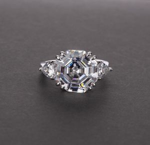 Ringen Wong Regen 100 925 Sterling Zilver Asscher Cut Gemaakt Moissanite Aqumarijn Edelsteen Bruiloft Verlovingsring Sieraden4908271918353