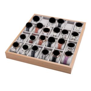 Anneaux Bays de montée en bois 24 Slotte Solder Bijoux Bracelet Bracelet Case Collection Organisateur de vitrine pour cadeau de la fête des pères