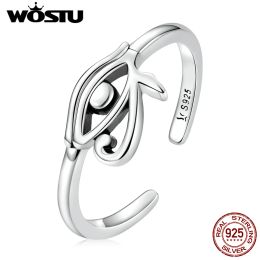 Anneaux Wostu 925 Eye en argent sterling de Horus Ring Open Ringable Open Femme Finger Ring Silver Anniversary Bijoux Gift