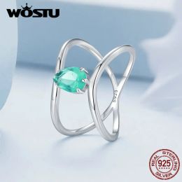 Anneaux Wostu Original 925 STERLING Silver Double Drop Ring Infinite Love Wedding Engagement Party for Women Fine Jewelry Gift FNR418