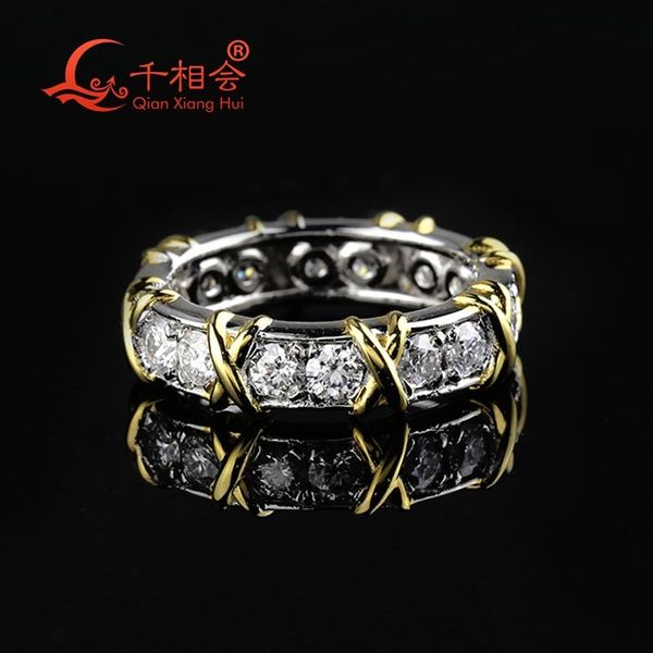 Anillos x Gold amarillo chapado 3 mm redondo rojo blanca anillo de piedra 925 joyas de plata esterlina damas hombres anillos compromiso