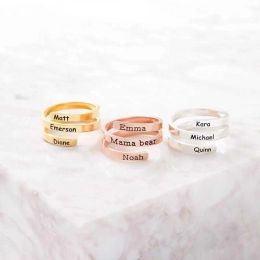 Rings Xiaojing 100% personaliseer Sterling Sier drie namen graveren Custom Ring Mother Family Ring Fashion sieraden cadeau