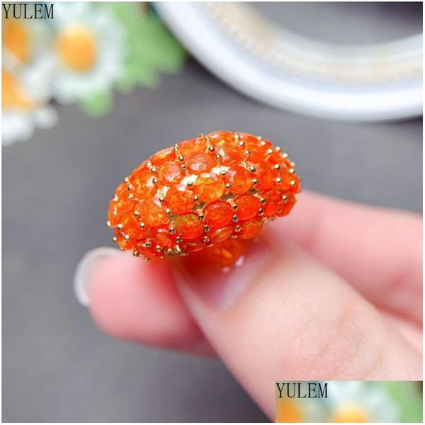 Bagues Yem Sterling Sier Set Opale De Feu Naturel Mexique Rare Orange Femmes S Anniversaire Promesse 230506 Drop Livraison Bijoux Bague Dhucz